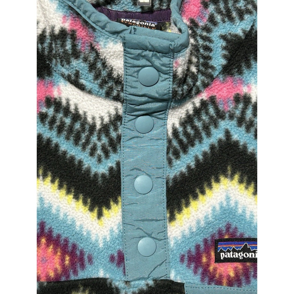 Patagonia Synchilla Youth Girls Large‎ Lightweight Aztec Snap-T Fleece Pullover - Picture 4 of 14